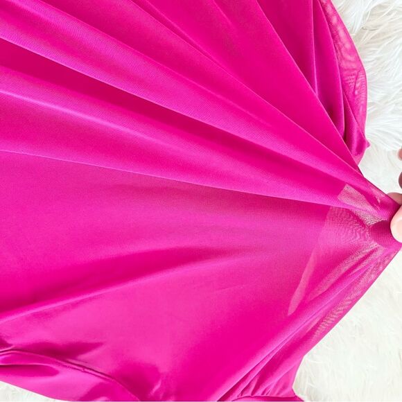 Express fuchsia purple halter top bodysuit thing tie neck sleeveless size large - Picture 4 of 4